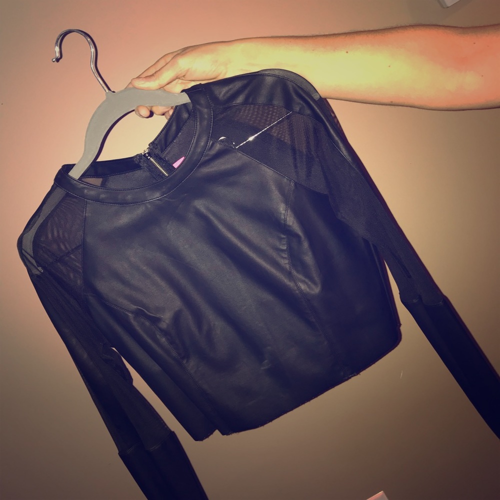 Faux leather crop top